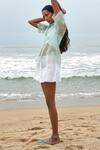 Shimona_Green Silk Organza Embroidery Collared Star Fish Shirt _Online_at_Aza_Fashions