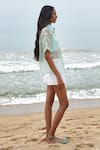 Buy_Shimona_Green Silk Organza Embroidery Collared Star Fish Shirt _Online_at_Aza_Fashions