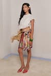 Shimona_White Cotton, Silk Embroidery Round Neck Mother Of Pearl Top _Online_at_Aza_Fashions