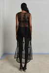Shop_Shimona_Black Silk Organza Applique Round Neck Star Fish Dress _at_Aza_Fashions