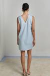 Shop_Shimona_Blue Linen Embroidery Round Neck Azure Mini Dress _at_Aza_Fashions