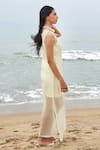 Shop_Shimona_Yellow Silk Organza Embroidery Round Neck Dress 