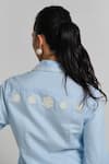 Shop_Shimona_Blue Linen Embroidery Collared Azure Sea Folk Shirt _at_Aza_Fashions