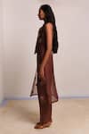 Shop_Shimona_Brown Silk Organza Embroidery Collared Co-ord Set _Online_at_Aza_Fashions