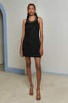 Shimona_Black Silk Organza Embroidery Round Neck Bloom Dress _Online_at_Aza_Fashions