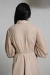 Shop_Shimona_Beige Linen Collared Sand Theatre Dress _at_Aza_Fashions