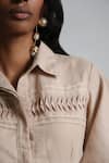 Buy_Shimona_Beige Linen Collared Sand Theatre Dress 
