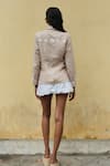 Shop_Shimona_Beige Linen Embroidery Collared Shirt _at_Aza_Fashions