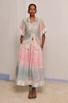 Shimona_Pink Cotton Satin Ocean Mist Skirt _Online_at_Aza_Fashions