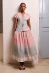 Buy_Shimona_Pink Cotton Satin Ocean Mist Skirt _at_Aza_Fashions