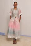 Buy_Shimona_Pink Chanderi Silk Collared Ocean Mist Shirt _at_Aza_Fashions