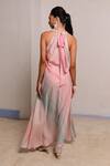 Shop_Shimona_Pink Cotton Satin Halter Neck Ocean Mist Dress _at_Aza_Fashions