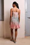 Shop_Shimona_Pink Cotton Satin Square Neck Ocean Mist Mini Dress _at_Aza_Fashions