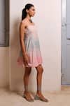 Buy_Shimona_Pink Cotton Satin Square Neck Ocean Mist Mini Dress _Online_at_Aza_Fashions