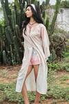 Buy_Shimona_Pink Silk, Chanderi Round Neck Ocean Mist Kaftan _Online_at_Aza_Fashions