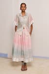 Shimona_Pink Cotton Satin V-neck Ocean Mist Skirt Set _Online_at_Aza_Fashions