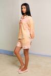 Shimona_Yellow Cotton Satin Embroidery Collared Reef Set _Online_at_Aza_Fashions