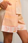 Buy_Shimona_Yellow Cotton Satin Embroidery Collared Reef Set 