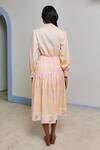 Shop_Shimona_Yellow Cotton Satin Collared Reef Shirt Dress _at_Aza_Fashions