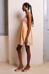 Buy_Shimona_Yellow Cotton Satin Square Neck Reef Mini Dress _Online_at_Aza_Fashions