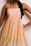 Shop_Shimona_Yellow Cotton Satin Square Neck Reef Mini Dress _Online_at_Aza_Fashions