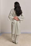 Shop_Shimona_Green Modal, Satin Collared Striped Co-ord Set _at_Aza_Fashions
