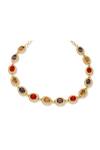 ESME_Red Multicolour Gold Plated Choker _Online_at_Aza_Fashions