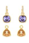 Buy_ESME_Purple Imitation Gemstones Multi Color Gold Plated Earrings _at_Aza_Fashions