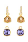 ESME_Purple Imitation Gemstones Multi Color Gold Plated Earrings _Online_at_Aza_Fashions