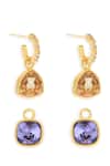 ESME_Purple Imitation Gemstones Multi Color Gold Plated Earrings _at_Aza_Fashions