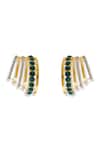 Buy_Esme By Aashna Dalmia_Green Gemstones, Rhinestones Gold Plated Designer Earrings _at_Aza_Fashions