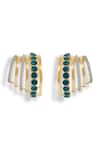 Shop_Esme By Aashna Dalmia_Green Gemstones, Rhinestones Gold Plated Designer Earrings _at_Aza_Fashions
