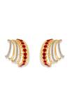 Esme By Aashna Dalmia_Red Stones, Crystals Designer Gold Plated Earrings _Online_at_Aza_Fashions