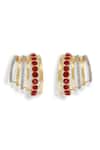 Buy_Esme By Aashna Dalmia_Red Stones, Crystals Designer Gold Plated Earrings _at_Aza_Fashions