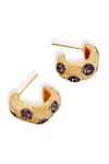 Esme By Aashna Dalmia_Gold Plated Imitation Gemstones Purple Signet Earrings _Online_at_Aza_Fashions