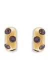 Shop_Esme By Aashna Dalmia_Gold Plated Imitation Gemstones Purple Signet Earrings _at_Aza_Fashions