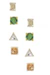Shop_Esme By Aashna Dalmia_Multi Color Stones Gold Plated Earrings Set _at_Aza_Fashions