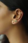 Buy_Esme By Aashna Dalmia_Multi Color Stones Gold Plated Earrings Set _at_Aza_Fashions