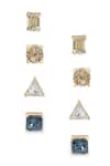 Buy_Esme By Aashna Dalmia_Blue Crystals, Gemstones Gold Plated Earrings Set _at_Aza_Fashions