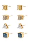 Shop_Esme By Aashna Dalmia_Blue Crystals, Gemstones Gold Plated Earrings Set _at_Aza_Fashions