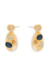 Shop_Esme By Aashna Dalmia_Gold Plated Crystals, Gemstones Designer Blue Earrings _at_Aza_Fashions
