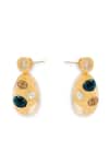 Esme By Aashna Dalmia_Gold Plated Gemstones Designer Green Earrings Set _Online_at_Aza_Fashions
