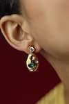 Buy_Esme By Aashna Dalmia_Gold Plated Gemstones Designer Green Earrings Set _at_Aza_Fashions