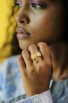 Esme By Aashna Dalmia_Gold Plated Crystals Designer Embellished Ring _Online_at_Aza_Fashions
