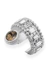 Shop_Esme By Aashna Dalmia_Silver Plated Crystals Designer Ring _at_Aza_Fashions