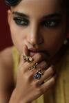 Shop_Esme By Aashna Dalmia_Gold Plated Gemstones Multicolour Designer Ring _Online_at_Aza_Fashions