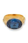 Shop_Esme By Aashna Dalmia_Blue Gemstones Designer Gold Plated Ring _at_Aza_Fashions
