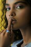 Buy_Esme By Aashna Dalmia_Blue Gemstones Designer Gold Plated Ring _at_Aza_Fashions