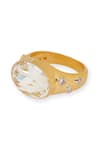 Shop_Esme By Aashna Dalmia_Gold Plated Faux Diamonds, Crystals Designer Ring _at_Aza_Fashions
