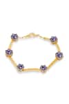 Shop_Esme By Aashna Dalmia_Gold Plated Gemstones Purple Bracelet _at_Aza_Fashions
